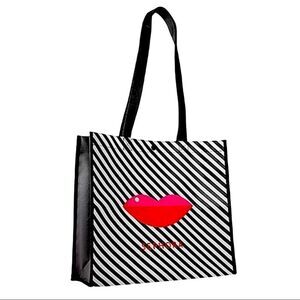 Sephora Beauty Limited Edition VIB Red Lips Tote Bag Black & White Stripe Sz OS